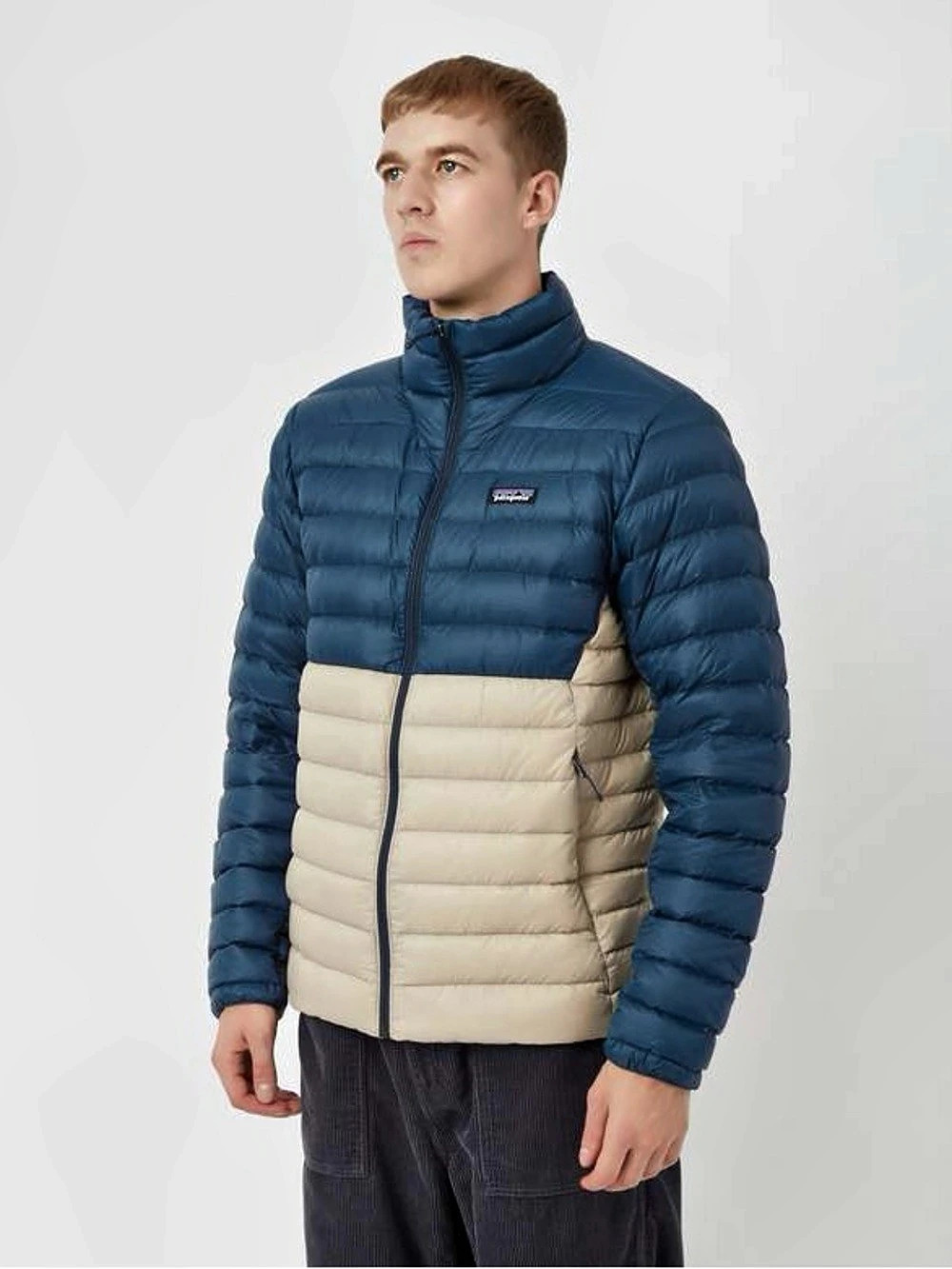 Patagonia Down Sweater Hoody -  Blue & Beige